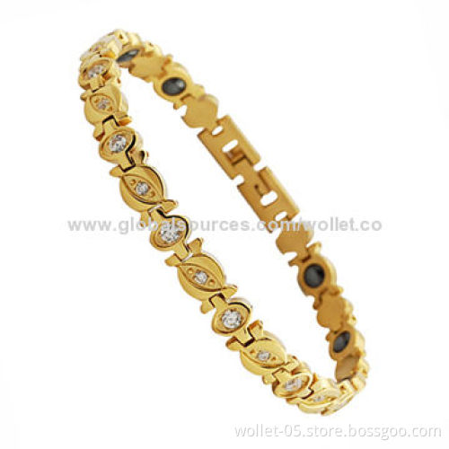 High-quality Most Popular Gold-plated Tungsten Therapy Bracelet with CZ Stone